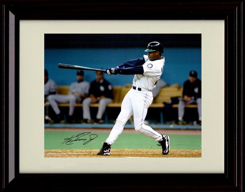 Framed 8x10 Ken Griffey Jr - Swinging - Seattle Mariners Autograph Replica Print Framed Print - Baseball FSP - Framed   