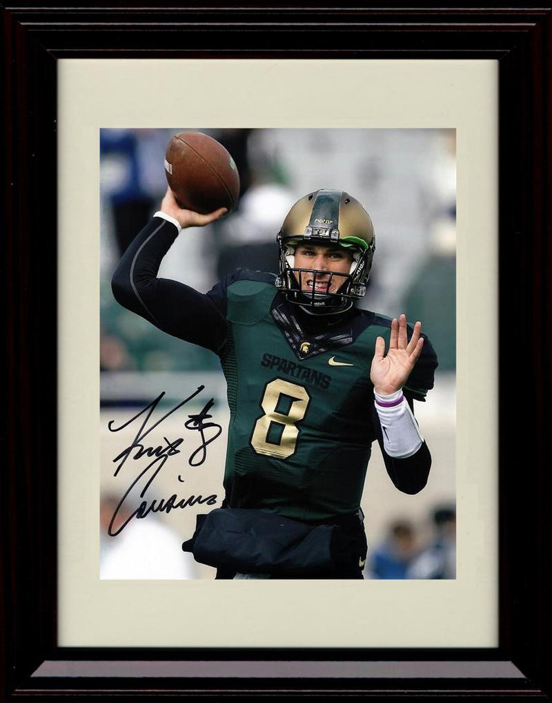 Framed 8x10 Kirk Cousins Autograph Promo Print - Michigan State- Making the Pass Framed Print - College Football FSP - Framed   