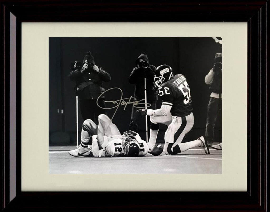 Unframed Lawrence Taylor - New York Giants Autograph Promo Print - LT Dominating Black and White Unframed Print - Pro Football FSP - Unframed   