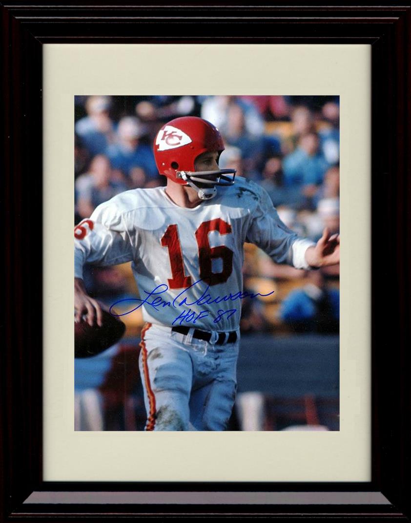 8x10 Framed Len Dawson - Kansas City Chiefs Autograph Promo Print - Dropping Back To Pass HOF Framed Print - Pro Football FSP - Framed   