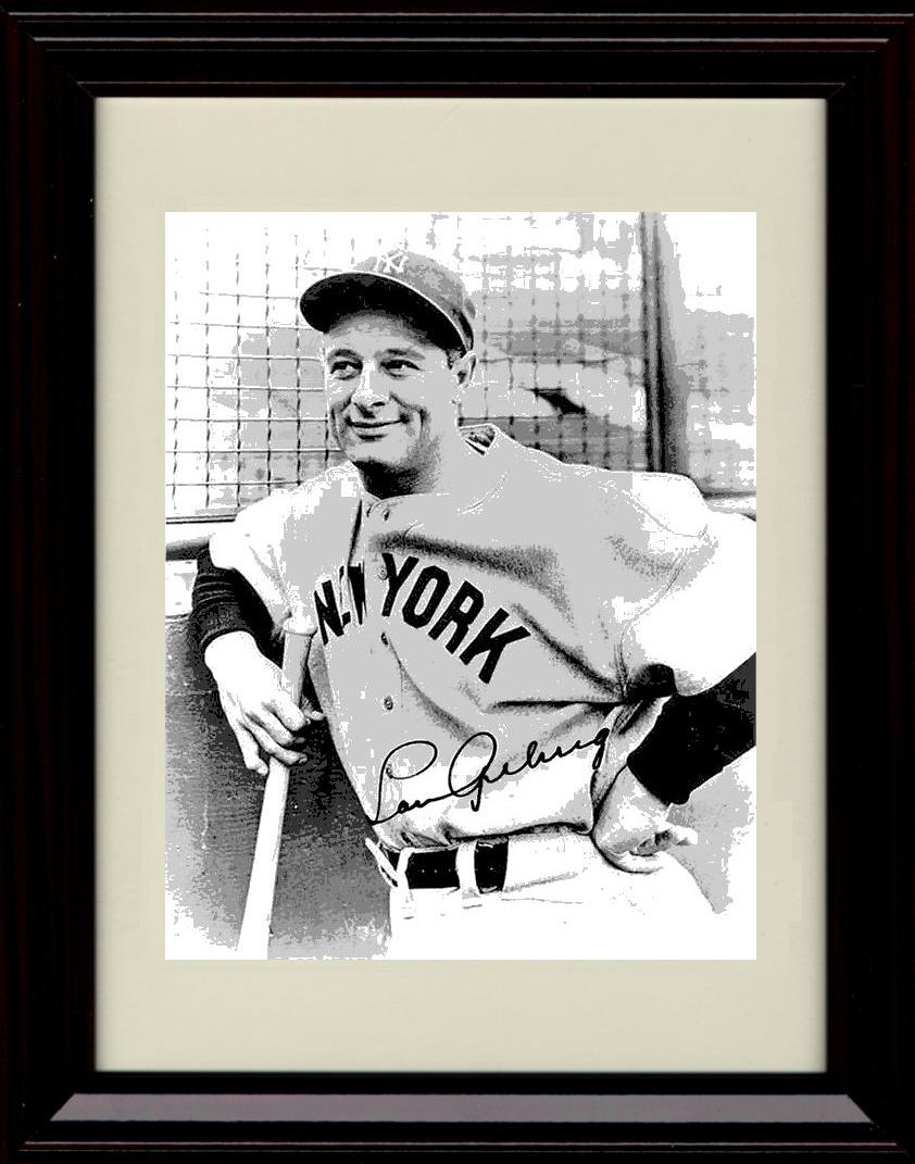 Unframed Lou Gehrig - Leaning Against Wall - New York Yankees Autograph Replica Print Unframed Print - Baseball FSP - Unframed   