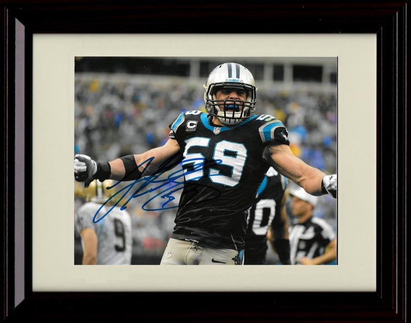 Unframed Luke Kuechly - Carolina Panthers Autograph Promo Print - Black Jersey Mouth Open Unframed Print - Pro Football FSP - Unframed   