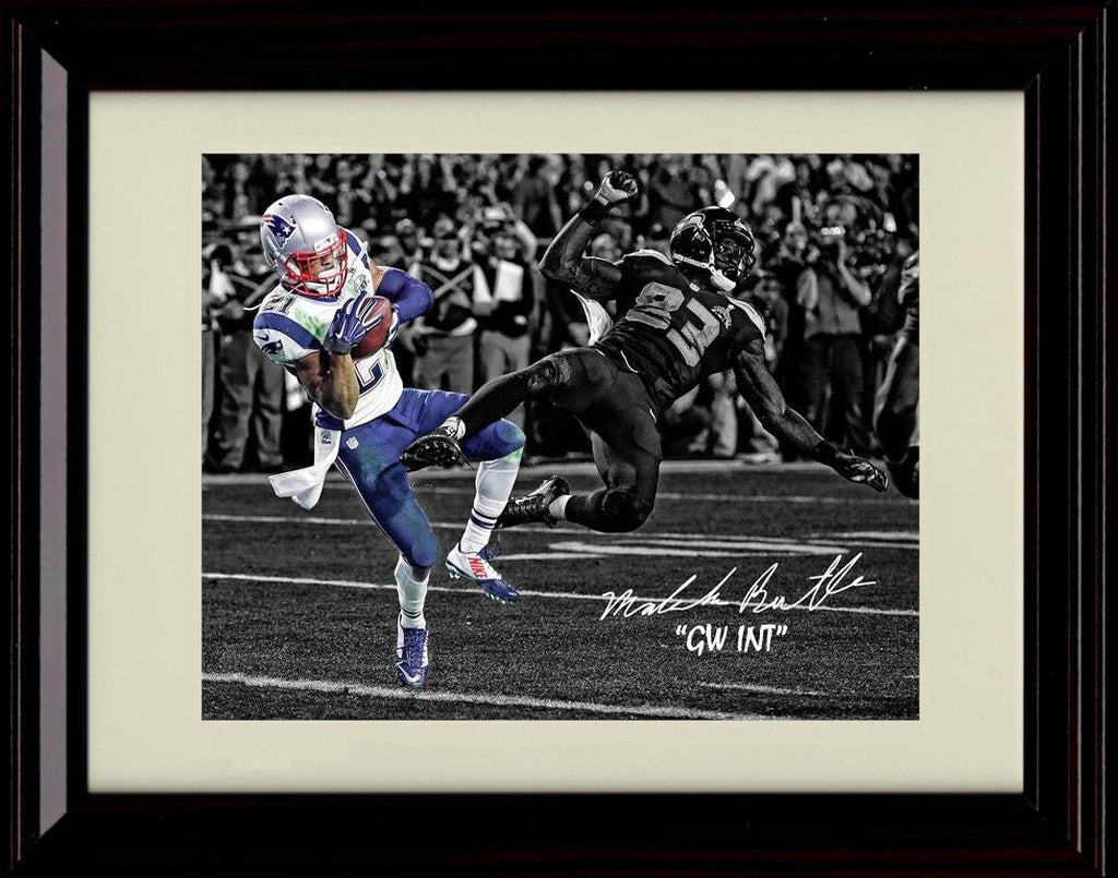 8x10 Framed Malcolm Butler - New England Patriots Autograph Promo Print - Game Winning Interception Malcolm On Left Framed Print - Pro Football FSP - Framed   