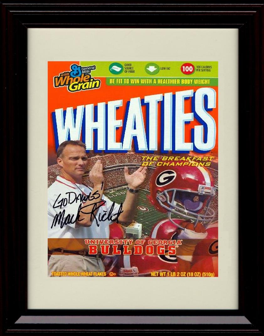 Framed 8x10 Mark Richt Autograph Promo Print - Georgia Football- Wheaties Box Framed Print - College Football FSP - Framed   