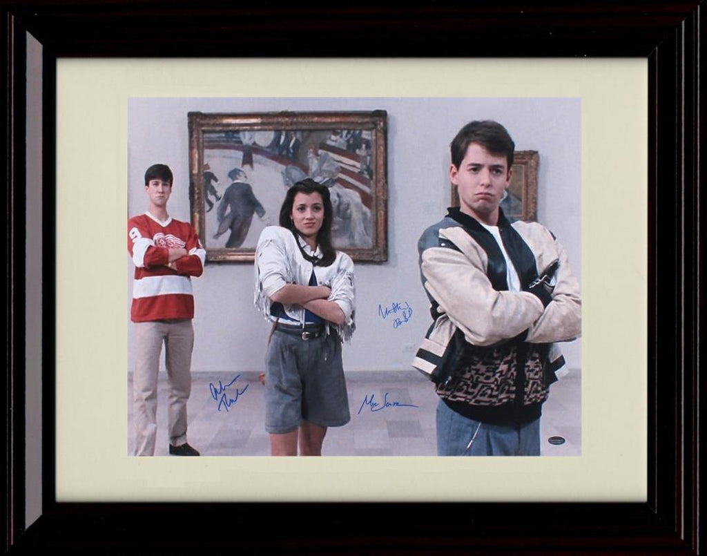 8x10 Framed Matthew Broderick, Mia Sara, and Alan Ruck Autograph Promo Print - Ferris Buellers Day Off Framed Print - Movies FSP - Framed   