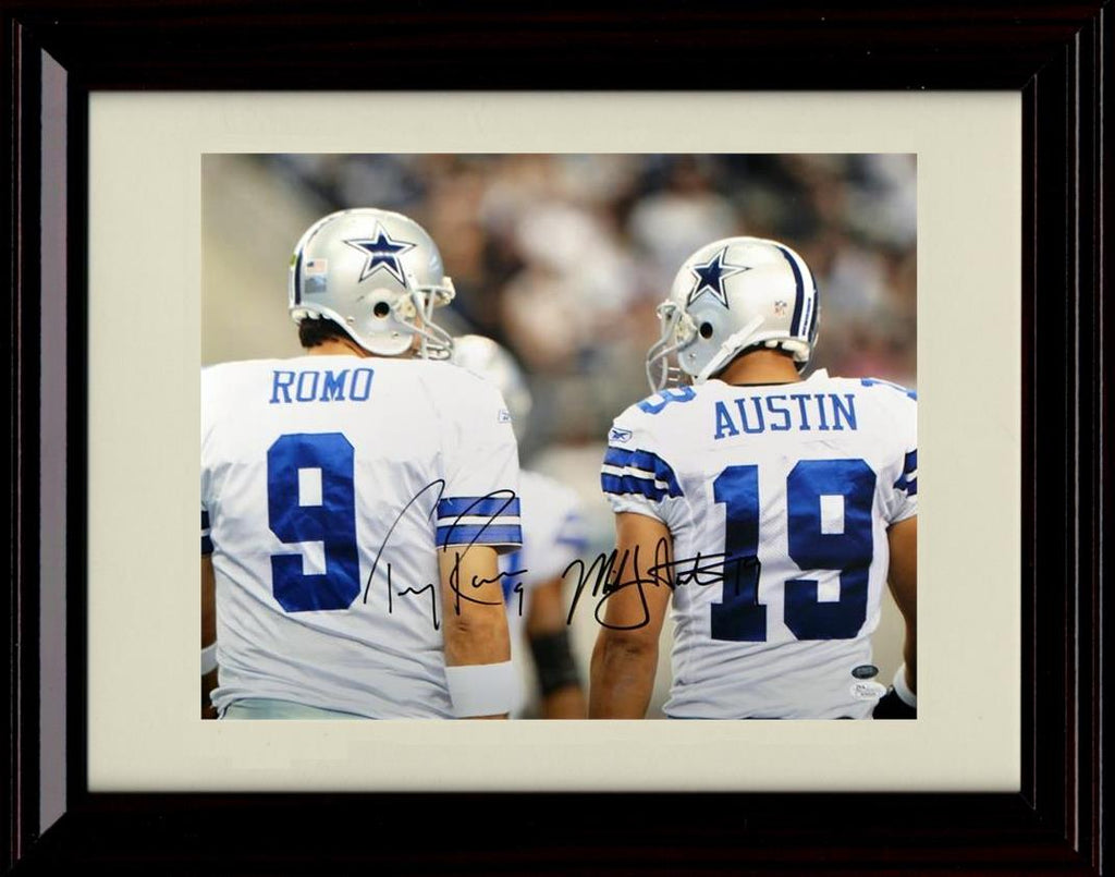 8x10 Framed Miles Austin And Tony Romo - Dallas Cowboys Autograph Promo Print - Talking Back Of Jerseys Framed Print - Pro Football FSP - Framed   