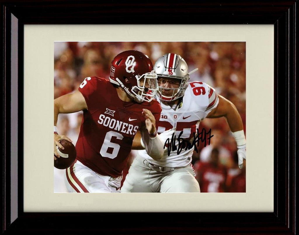 Framed 8x10 Nick Bosa Autograph Promo Print - Ohio State Buckeyes- Defensive Monster Framed Print - College Football FSP - Framed   