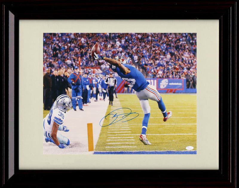 8x10 Framed Odell Beckham Jr - New York Giants Autograph Promo Print - One Hand Catch Framed Print - Pro Football FSP - Framed   