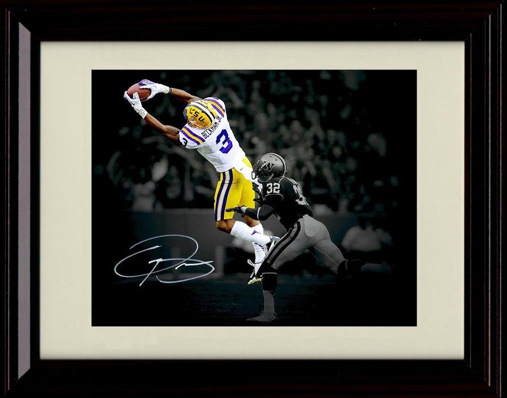 Framed 8x10 Odell Beckham Jr Autograph Promo Print - LSU Tigers- Jumping Catch Framed Print - College Football FSP - Framed   