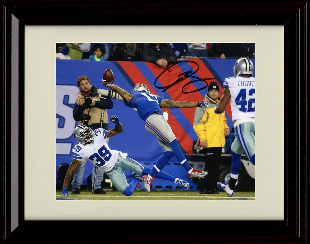 8x10 Framed Odell Beckham Jr - New York Giants Autograph Promo Print - Amazing One Hand Framed Print - Pro Football FSP - Framed   