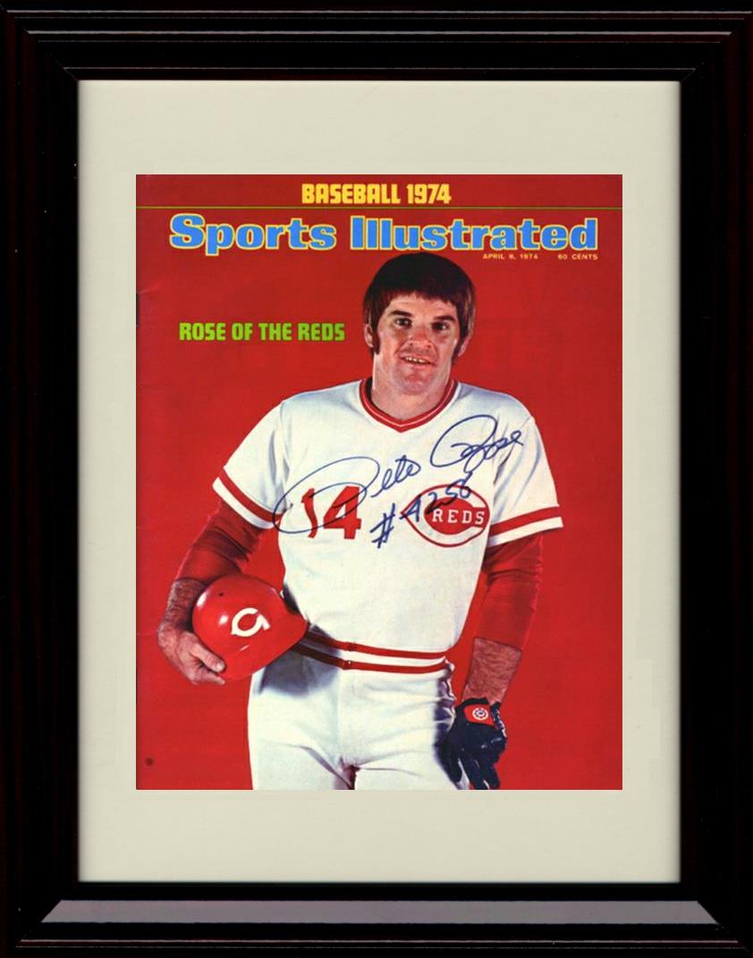 Framed 8x10 Pete Rose - Sports Illustrated Rose Of The Reds - Cincinatti Reds Autograph Replica Print Framed Print - Baseball FSP - Framed   
