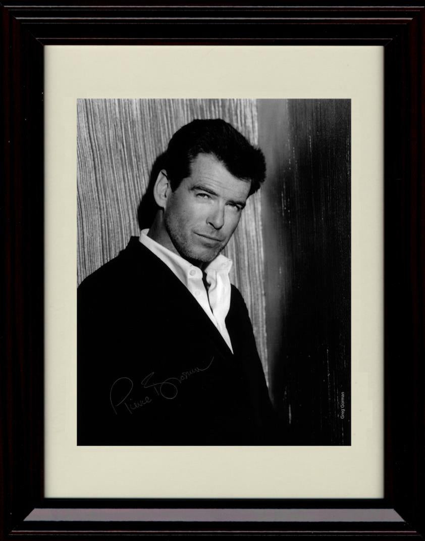8x10 Framed Pierce Brosnan Autograph Promo Print - Black and White Framed Print - Movies FSP - Framed   