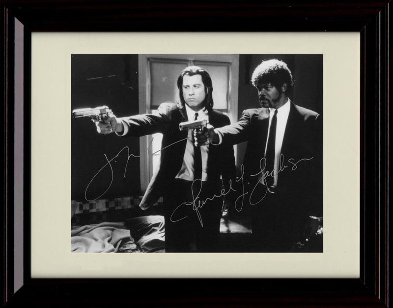 Unframed Pulp Fiction Autograph Promo Print - Travolta And Jackson Black and White Unframed Print - Movies FSP - Unframed   