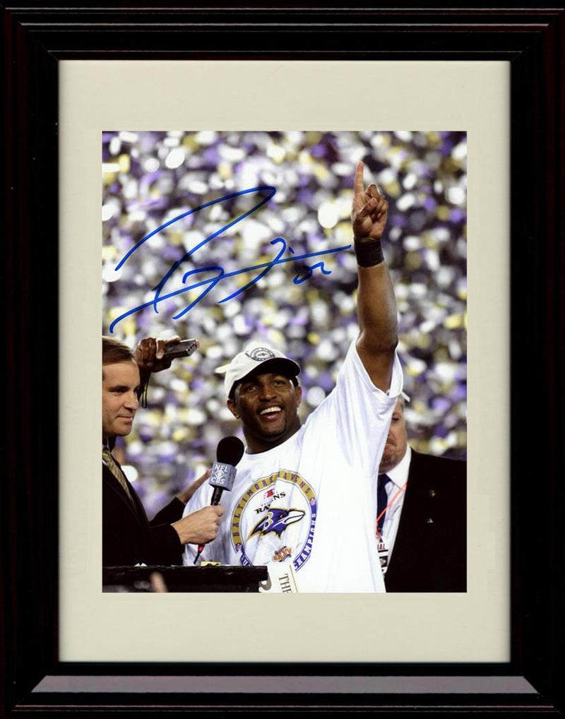 8x10 Framed Ray Lewis - Baltimore Ravens Autograph Promo Print - Number One Framed Print - Pro Football FSP - Framed   