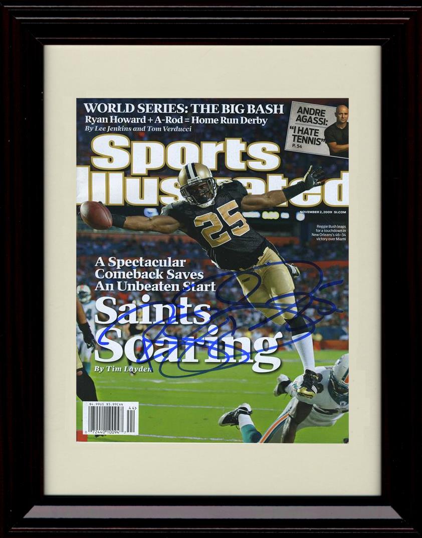 8x10 Framed Reggie Bush - New Orleans Saints Autograph Promo Print - 2009 Sports Illustrated  Cover Framed Print - Pro Football FSP - Framed   