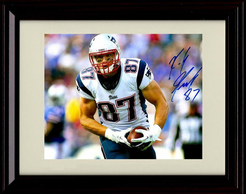 8x10 Framed Rob Gronkowski - New England Patriots Autograph Promo Print - Running 2 Hands On Ball Framed Print - Pro Football FSP - Framed   