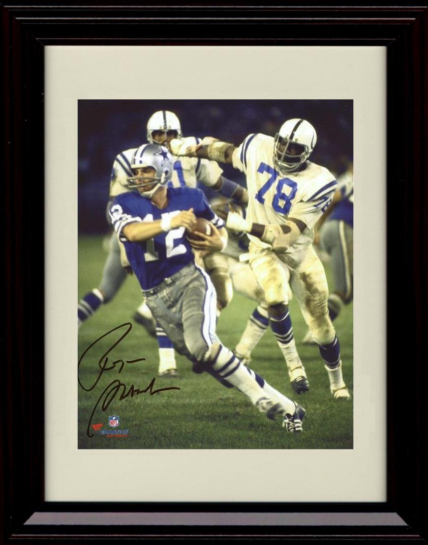 Unframed Roger Staubach - Dallas Cowboys Autograph Promo Print - Avoiding The Rush Unframed Print - Pro Football FSP - Unframed   