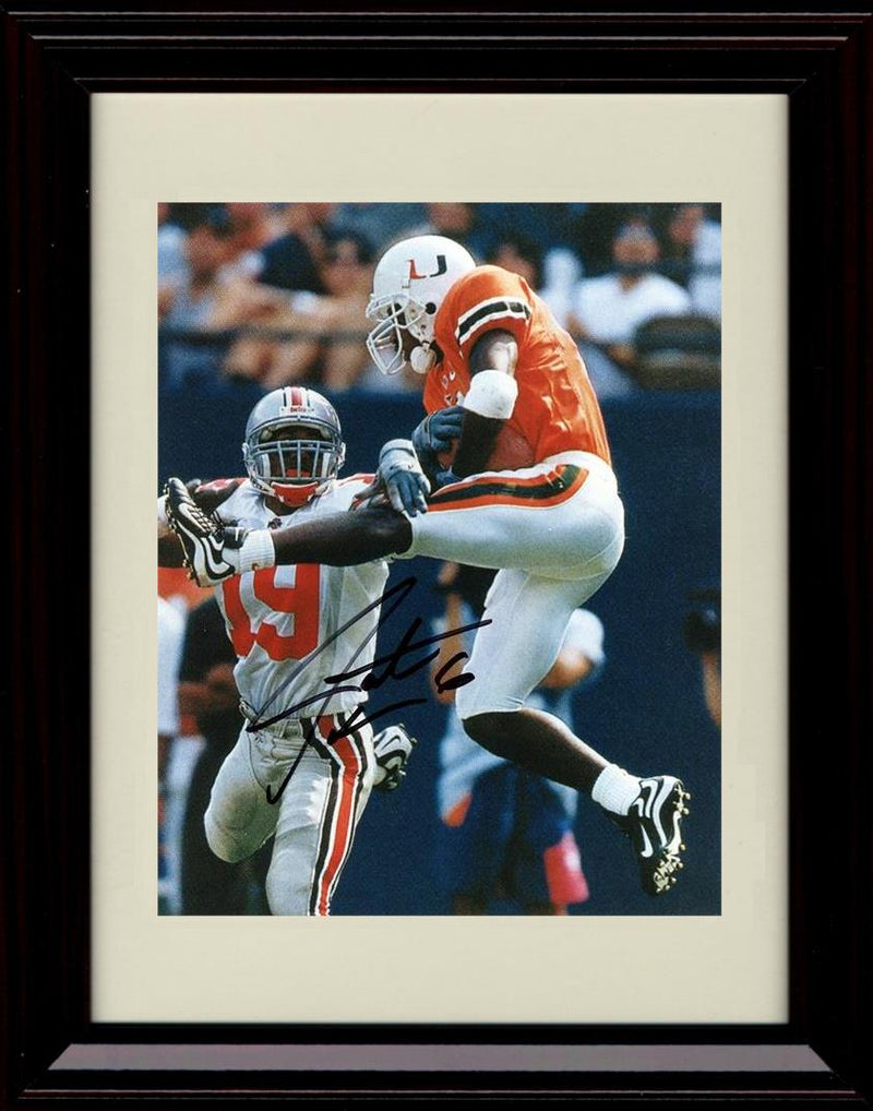 Framed 8x10 Santana Moss Autograph Promo Print - Miami Hurricaines- Leaping Framed Print - College Football FSP - Framed   