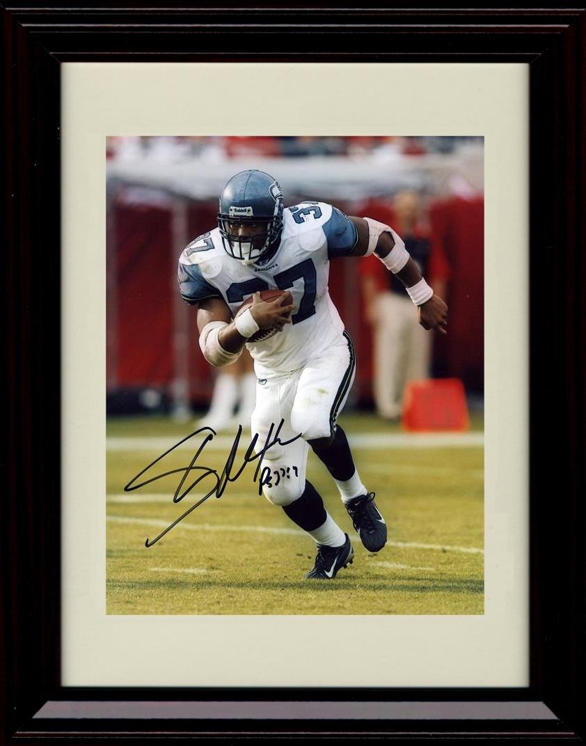 8x10 Framed Shawn Alexander - Seattle Seahawks Autograph Promo Print - Running The Ball Framed Print - Pro Football FSP - Framed   