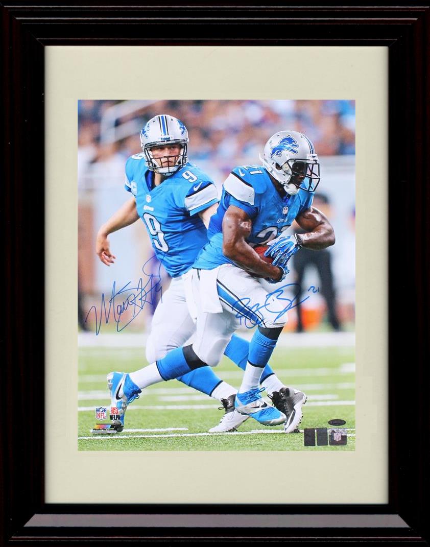 8x10 Framed Stafford And Bush - Detroit Lions Autograph Promo Print - Handoff Framed Print - Pro Football FSP - Framed   