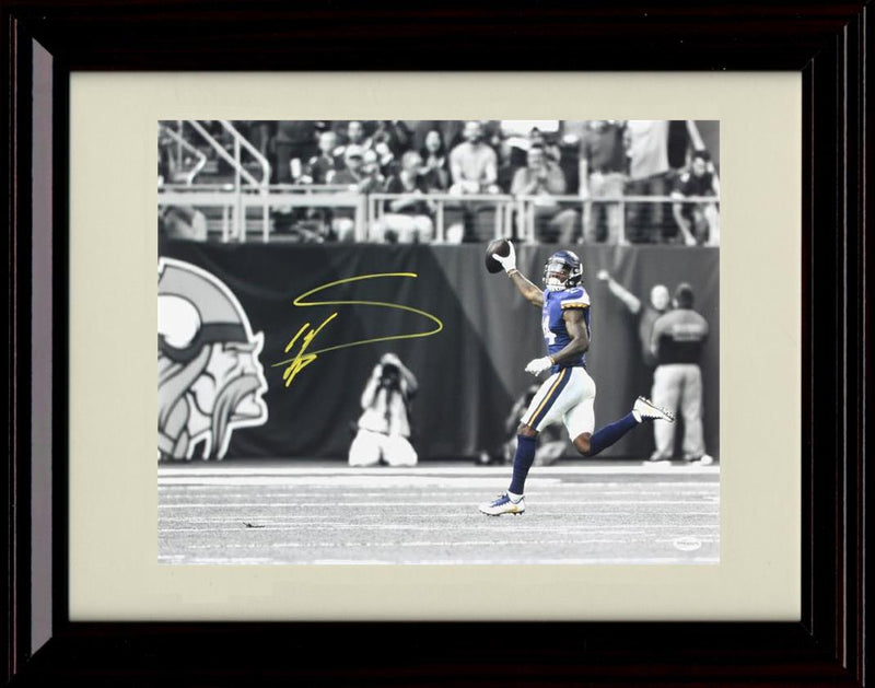 8x10 Framed Stefon Diggs - Minnesota Vikings Autograph Promo Print - Running Ball Up Framed Print - Pro Football FSP - Framed   