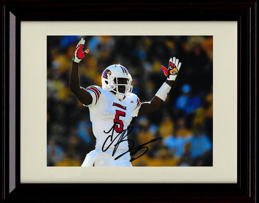 Unframed Teddy Bridgewater Autograph Promo Print - Louisville Cardinals- TD Celebration Unframed Print - College Football FSP - Unframed   