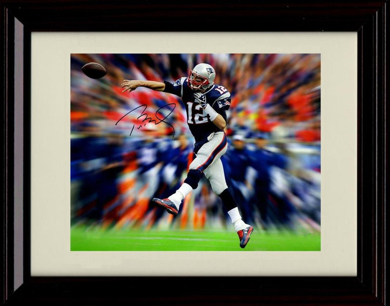 Unframed Tom Brady - New England Patriots Autograph Promo Print - Passing The Ball Special Effects Background Unframed Print - Pro Football FSP - Unframed   