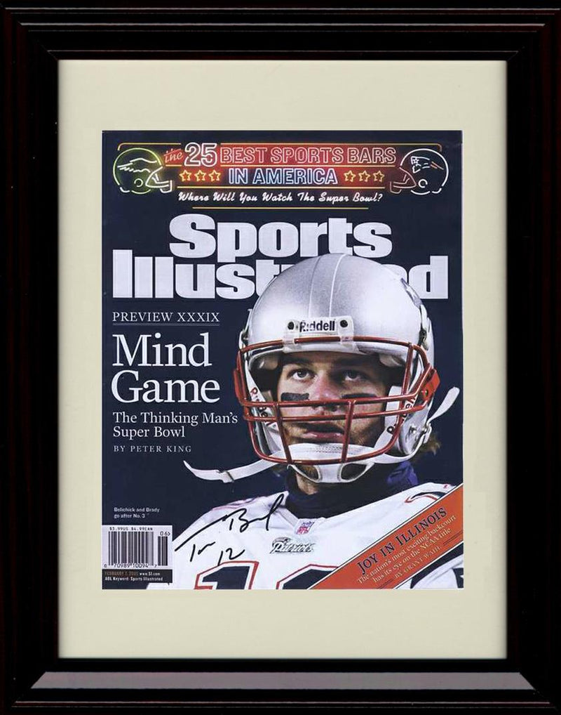 8x10 Framed Tom Brady - New England Patriots Autograph Promo Print - Sports Illustrated  Superbowl XXXIX Preview Framed Print - Pro Football FSP - Framed   