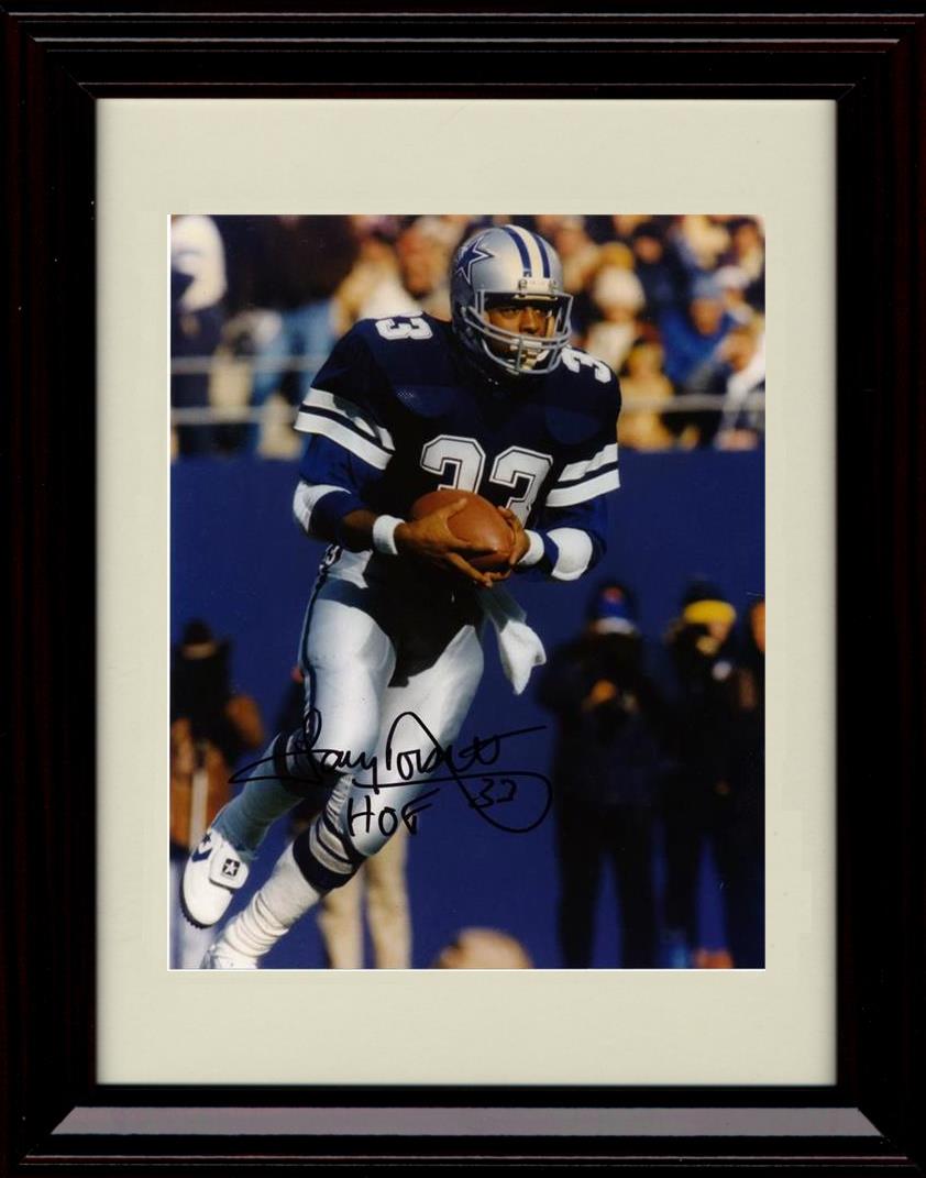 8x10 Framed Ton yDorsett - Dallas Cowboys Autograph Promo Print - Running With Ball On Numbers Framed Print - Pro Football FSP - Framed   