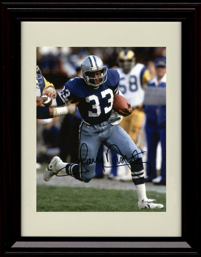 8x10 Framed Tony Dorsett - Dallas Cowboys Autograph Promo Print - Running the Ball While Pushing Off Defenders Framed Print - Pro Football FSP - Framed   