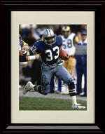 Unframed Tony Dorsett - Dallas Cowboys Autograph Promo Print - Running the Ball While Pushing Off Defenders Unframed Print - Pro Football FSP - Unframed   