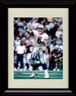 Unframed Troy Aikman - Dallas Cowboys Autograph Promo Print - After The Throw Blood On Towel Unframed Print - Pro Football FSP - Unframed   