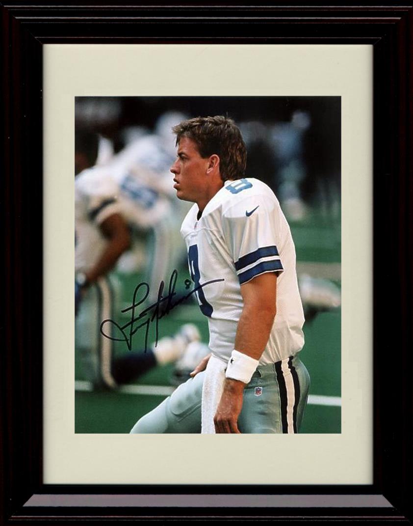 8x10 Framed Troy Aikman - Dallas Cowboys Autograph Promo Print - Profile In White Jersey Framed Print - Pro Football FSP - Framed   