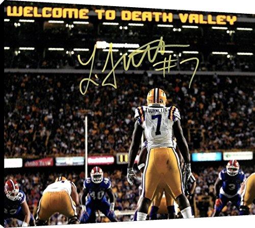 Floating Canvas Wall Art: Leonard Fournette - LSU Tigers "Welcome To Death Valley" Autograph Print Floating Canvas - College Football FSP - Floating Canvas   