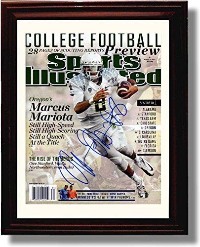 Framed 8x10 Oregon Ducks Football 2013 SI Preview Marcus Mariota Autograph Promo Photo Framed Print - College Football FSP - Framed   