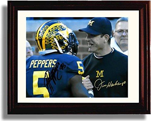 Framed 8x10 Jim Harbaugh & Jabrill Peppers Michigan Wolverines Autograph Promo Print Framed Print - College Football FSP - Framed   