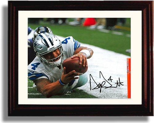 8x10 Framed Dak Prescott - Dallas Cowboys "TD Dive" Autograph Promo Print Framed Print - Pro Football FSP - Framed   