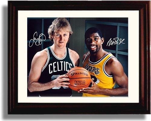 Unframed Larry Bird and Magic Johnson Autograph Promo Print Unframed Print - Pro Basketball FSP - Unframed   