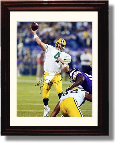 8x10 Framed Brett Favre - Green Bay Packers Autograph Promo Print "Throwing Deep" Framed Print - Pro Football FSP - Framed   